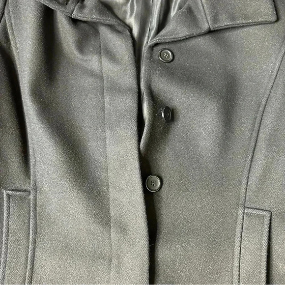 Express Women’s Wool Coat Size 3/4 Black Hidden Button Up Front Open Pockets - Picture 5 of 11